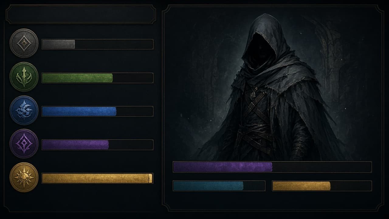 Mockup da tela de graduação, com a escada de ranks